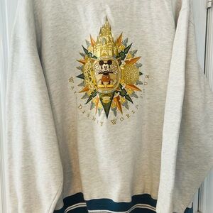 Disney Gray Crewneck Sweater with Mickey and Castle Design